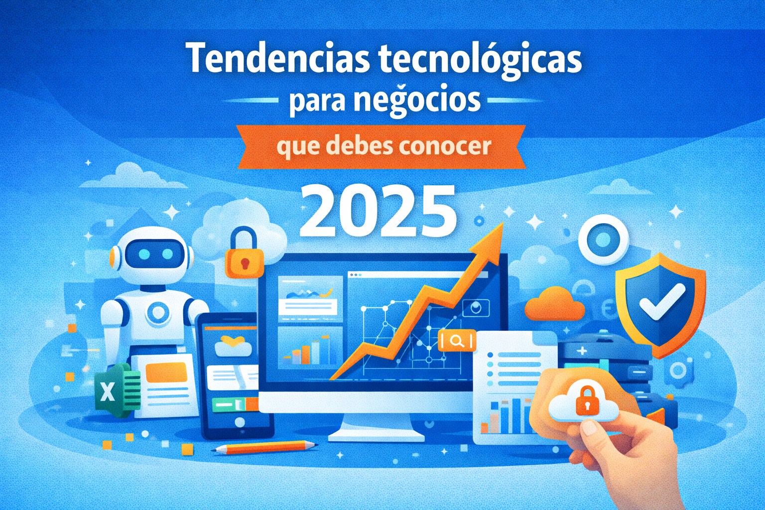 Tendencias tecnológicas para negocios 2025 con inteligencia artificial, digitalización y ciberseguridad empresarial
