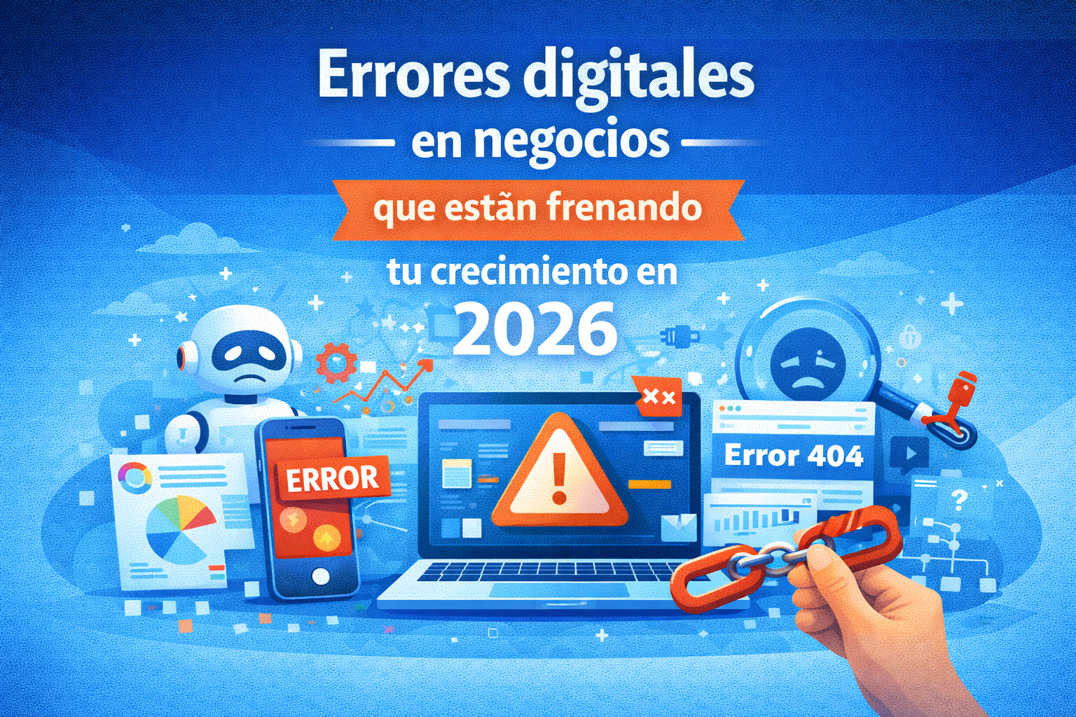 Errores digitales en negocios en 2026 con problemas de estrategia, marketing y crecimiento empresarial