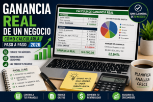 Ganancia real de un negocio en 2026 con cálculo de ingresos, gastos y análisis de rentabilidad
