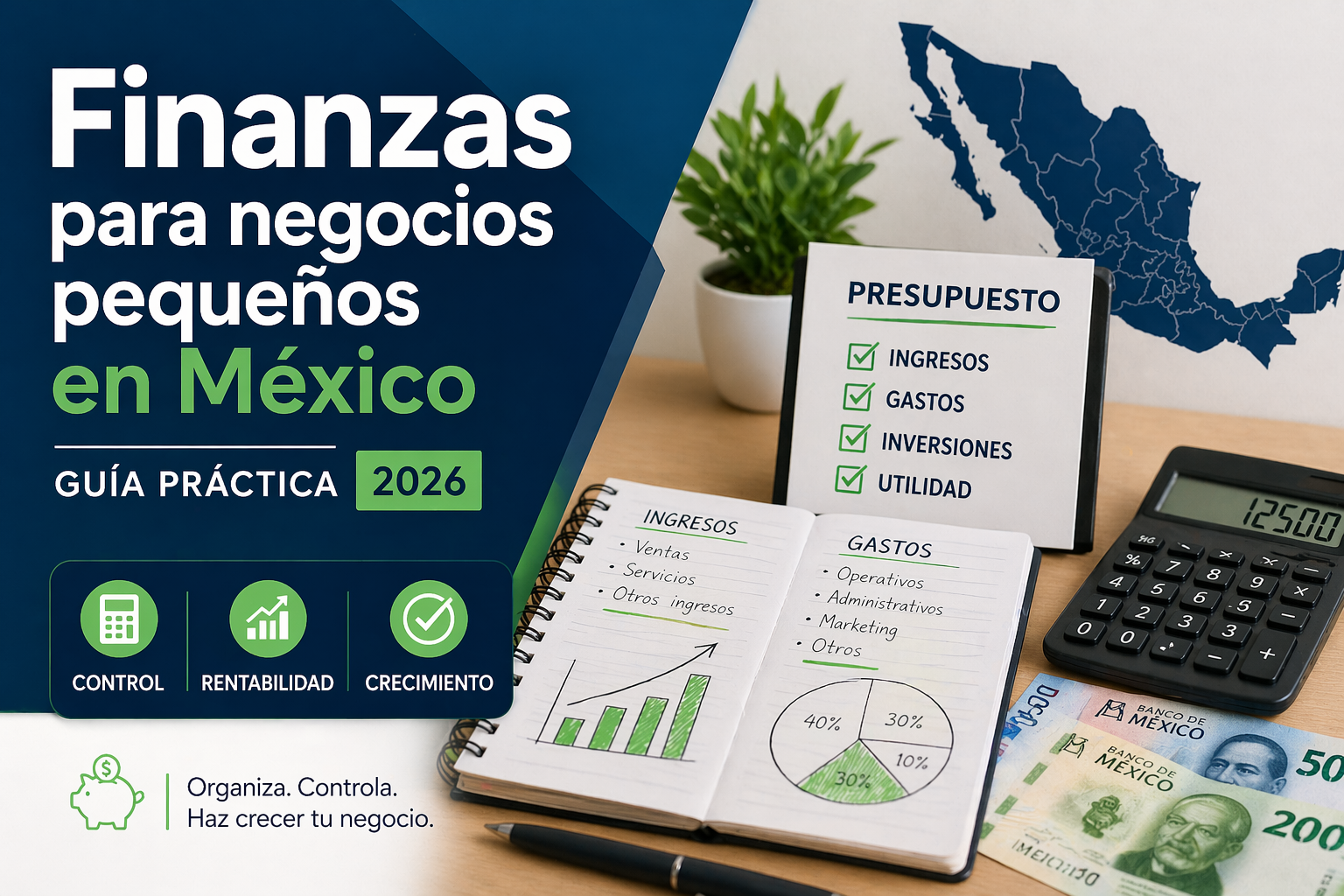 Finanzas para negocios pequeños en México en 2026 con control financiero, presupuesto y crecimiento empresarial