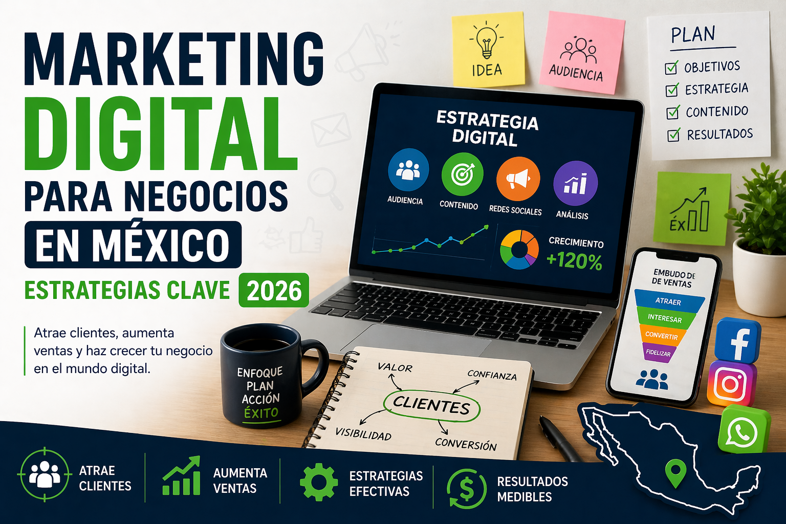Marketing digital para negocios en México en 2026 con estrategias de captación de clientes y crecimiento empresarial