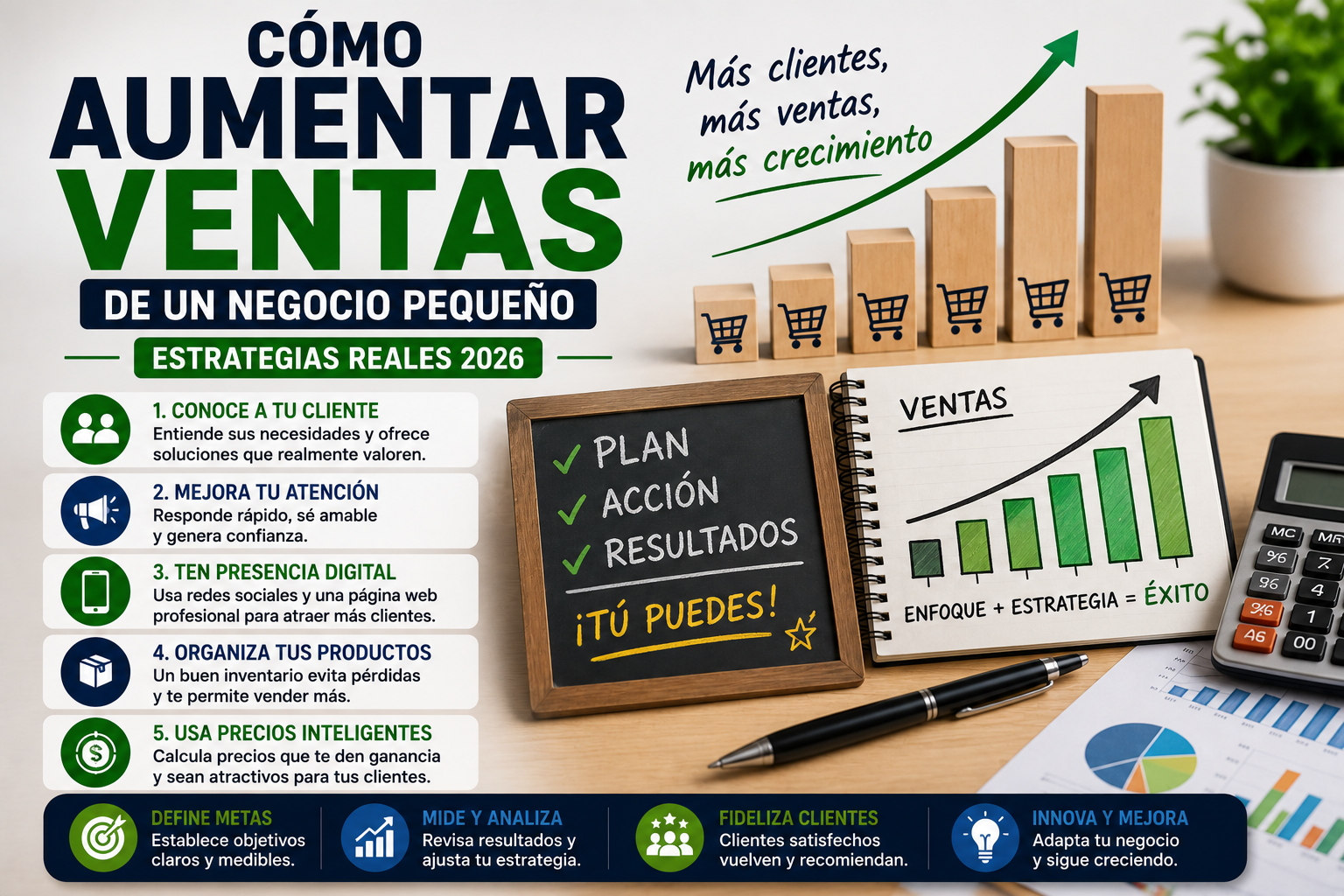 Aumentar ventas de un negocio pequeño en 2026 con estrategias de clientes, marketing y crecimiento empresarial
