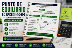 Punto de equilibrio de un negocio en 2026 con cálculo de costos, margen de contribución y ventas necesarias para no perder dinero