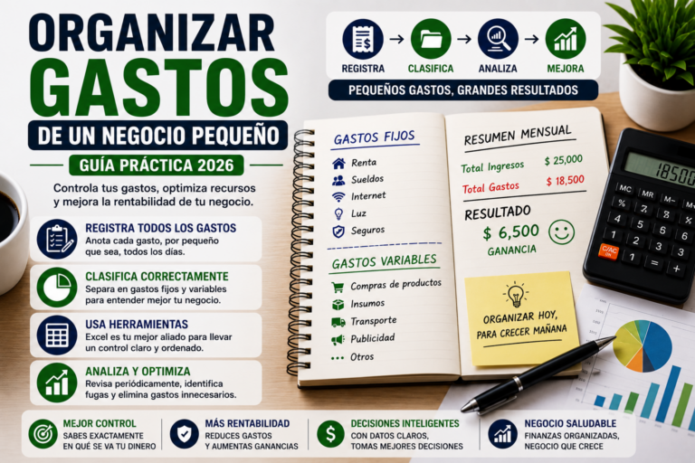 Organizar gastos de un negocio pequeño en 2026 con control de ingresos, clasificación de gastos y mejora de rentabilidad