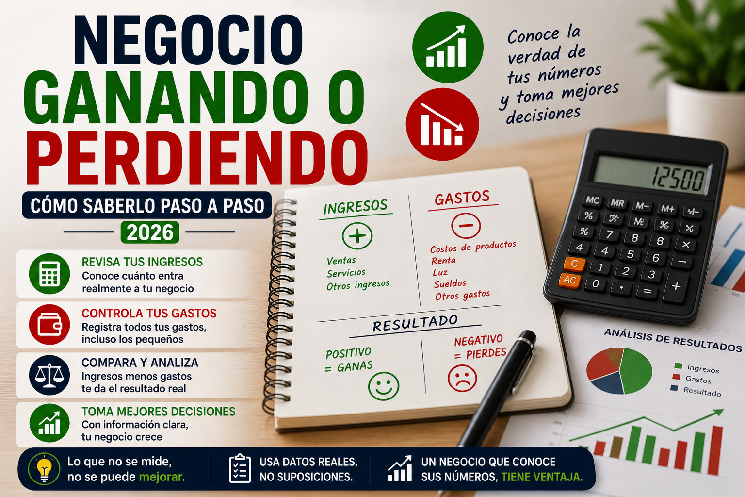 Negocio ganando o perdiendo en 2026 con análisis de ingresos, gastos y resultado financiero