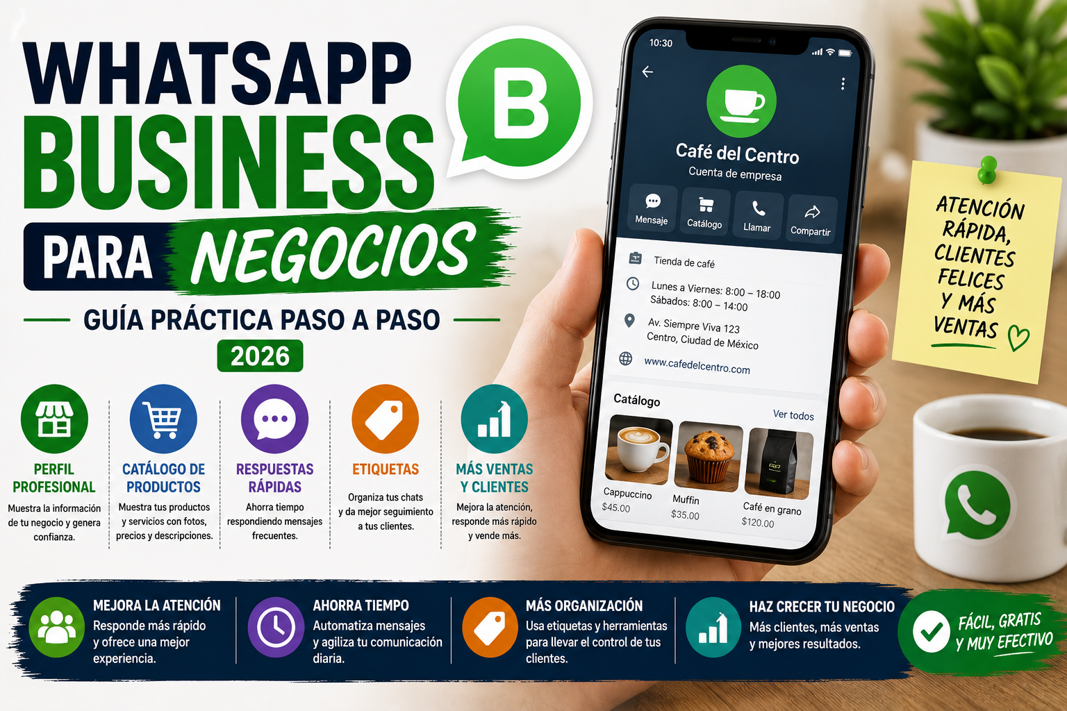 WhatsApp Business para negocios en 2026 con catálogo digital, respuestas rápidas y herramientas para mejorar ventas